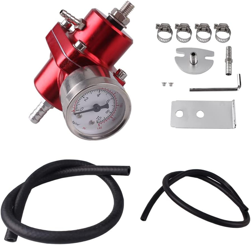 Regulador De Presion Gasolina Universal Manguera Indicador 0-140 PSI Combustible