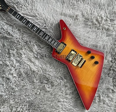 Custom Explorer Electric Guitar Cherry Sunburst Mahogany Body Flamed Maple Top