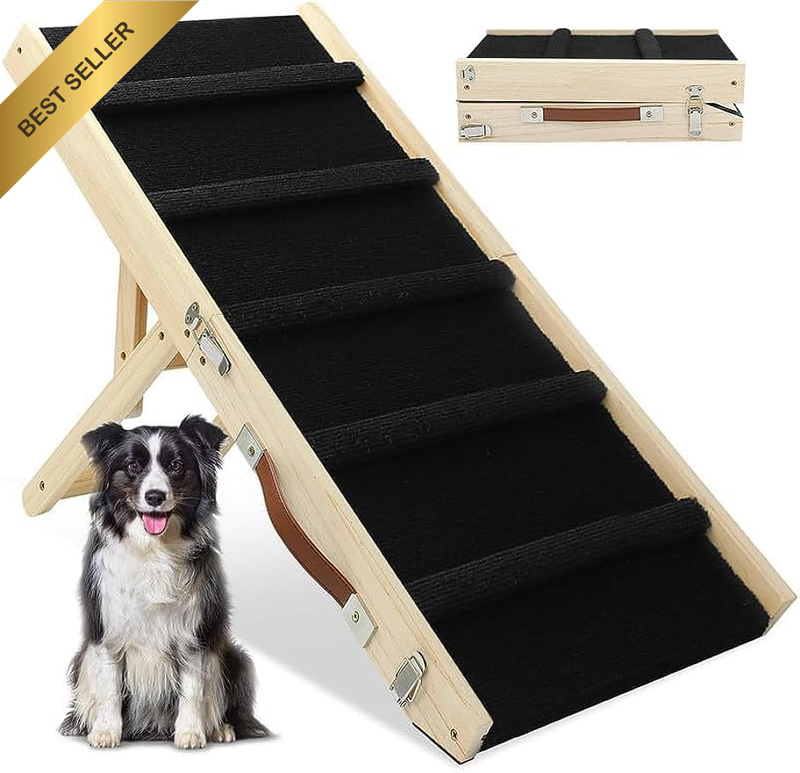 Dog Ramp Portable Folding, 80Cm Long Dog Stairs Pet Ramp 5 Adjustable 10
