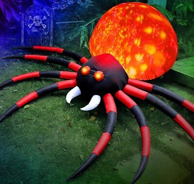 8FT Halloween Inflatable Giant Spider LED Flame Outdoor Decoration Garden Party