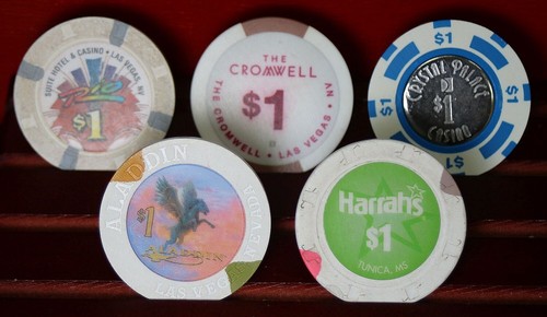 USA Domestic Casinos ~Mixed Total 5 Used~$1 Gaming Tokens/Chips ~Free Ship #T48