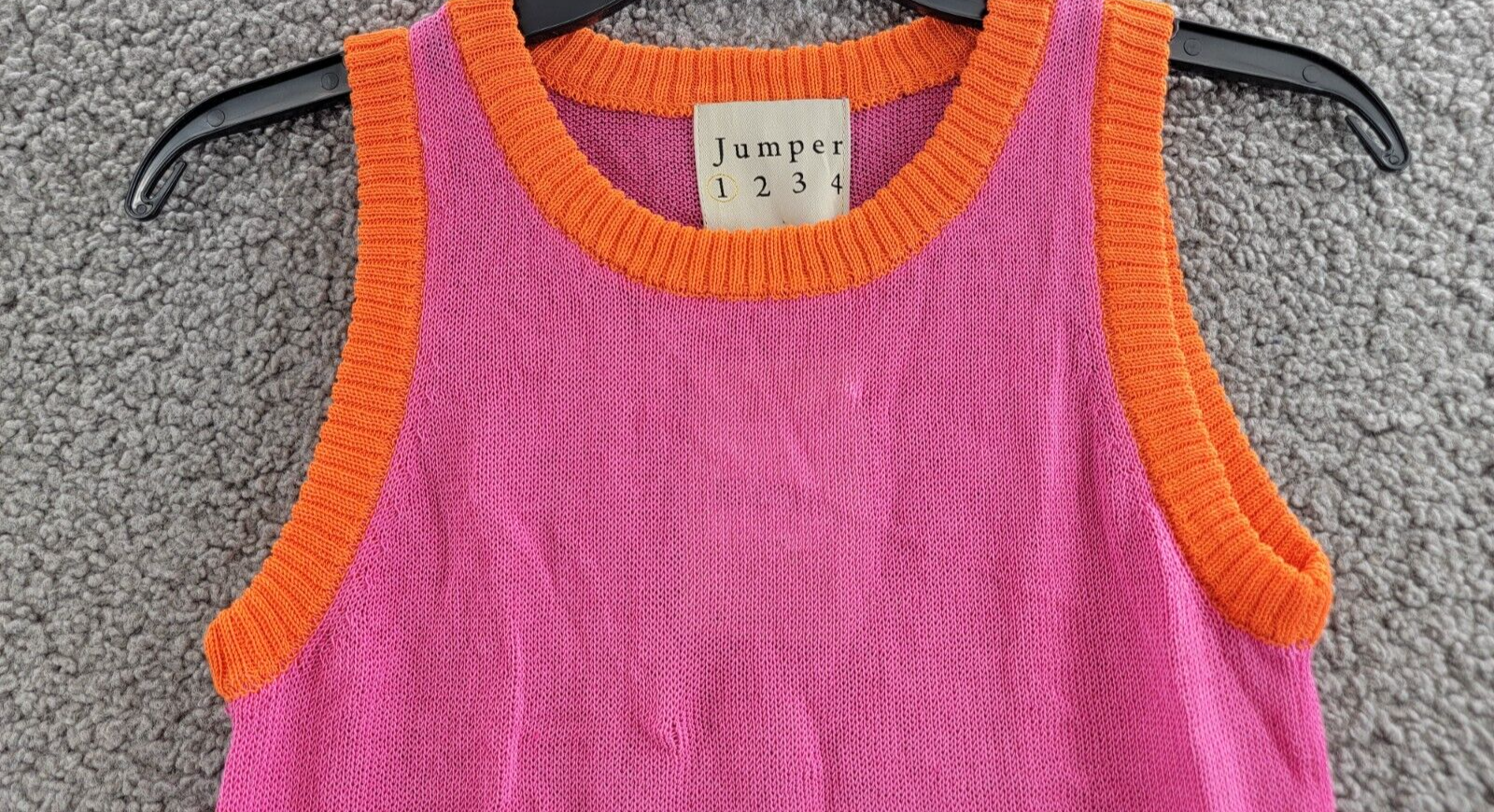 Jumper 1234 Contrast Cropped Sleeveless Sweater Women's 1 Fuchsia Linen Blend - Picture 3 of 15