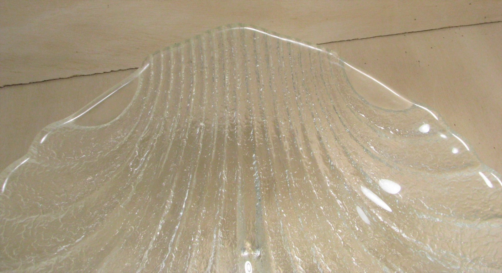 Vintage Clear Glass Scallop Clam Shell Footed Serving Bowl Punch Dish Large