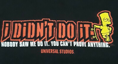 Bart Simpson I Didnt Do It Shirt Size M Universal Studios The Simpsons