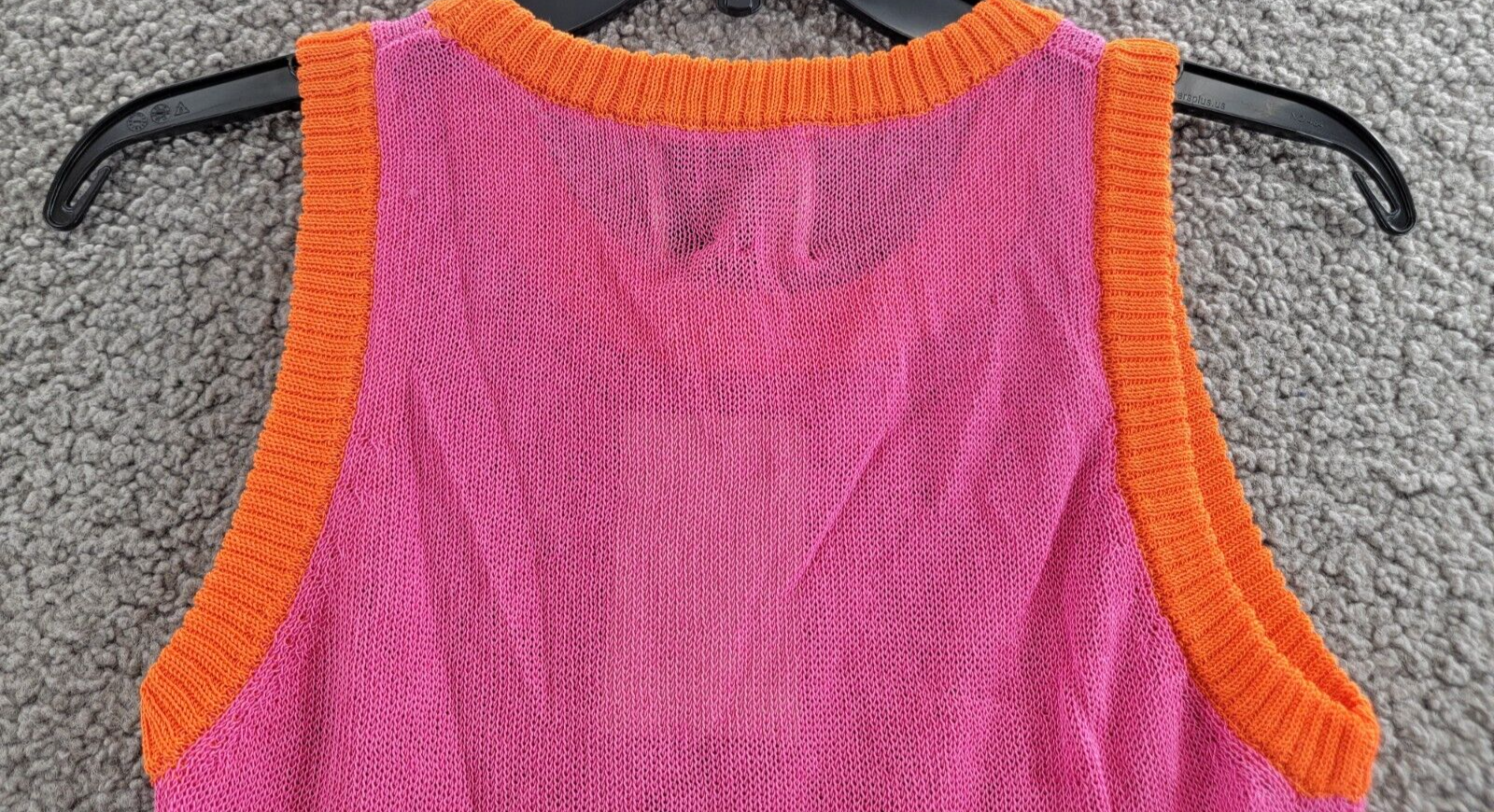 Jumper 1234 Contrast Cropped Sleeveless Sweater Women's 1 Fuchsia Linen Blend - Picture 10 of 15
