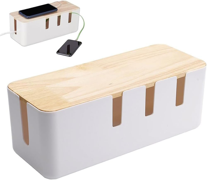Cable Management Box Bamboo Lid Cord Organizer Power Strip Cover | Bamboo Lid Do