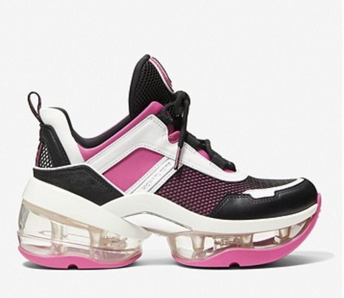 Pre-owned Michael Kors Women's Olympia Trainer Extreme Sneaker Shoes Cerise Multi. In Pink