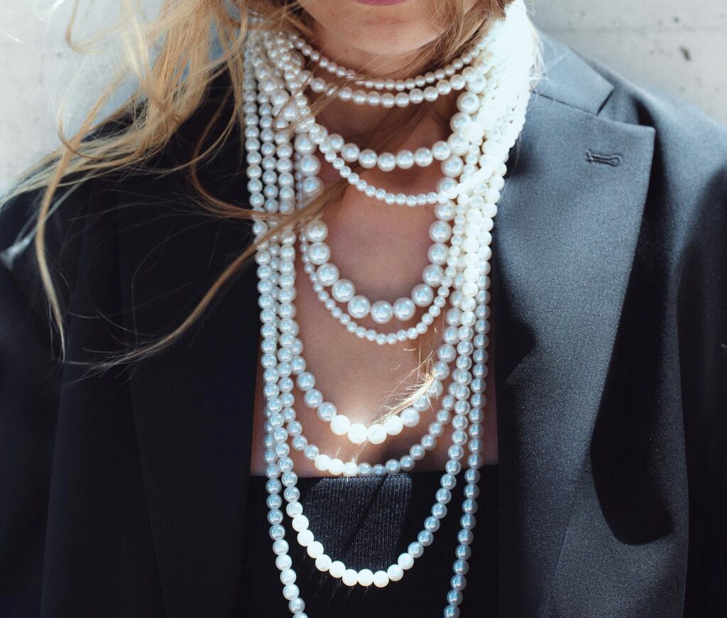 Zara Pack Of Multi Faux Pearl Necklaces White Ecru Golden