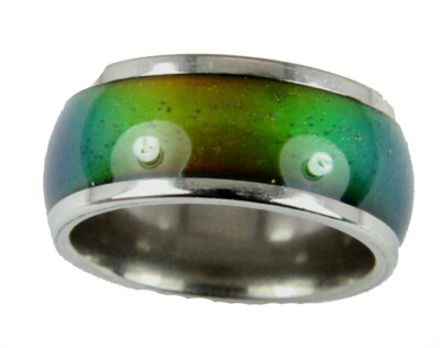Mood Rings 10mm Solid Heavy Gauge Stainless Steel Comfort Fit Band 70's Style