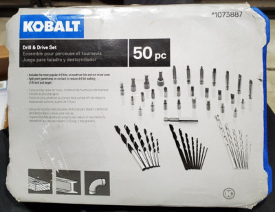Kobalt 50pc Drill & Drive Bit Set - 1/8-inch & Larger Bits + Holder