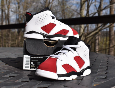 Nike Air Jordan 6 Retro TD 'Carmine' 2021 384667-106 Toddler Size 8C