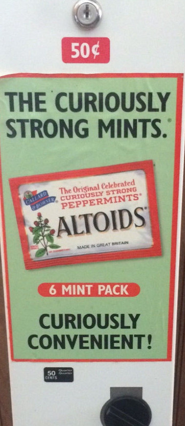 Vintage Altoids Mints Candy Vending Machine 50c coin operated No key Man Cave