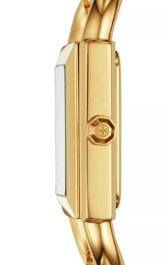 Pre-owned Tory Burch Phipps Gold-tone Stainless Steel Mesh Bracelet Watch Tbw7250