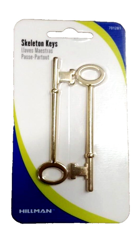 Package Of 2 Skeleton Keys. 1 Notch & 1 No-notch. New
