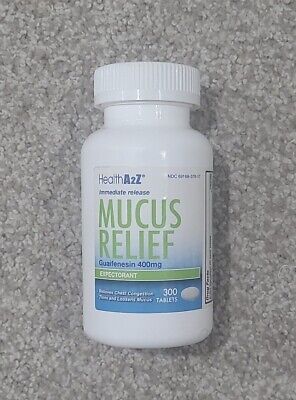 LARGER 300 Tablets - Health A2Z Mucus Relief Guaifenesin 400mg EXP 3/25