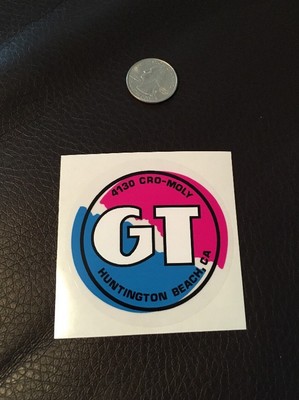 Old mid school NOS GT head badge bars coin decal bmx bike sticker 4130