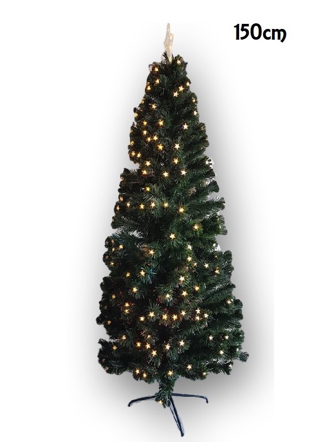 Albero Di Natale Con Luci Stelle Led Gialle Abete Artificiale 150Cm Folto dfh