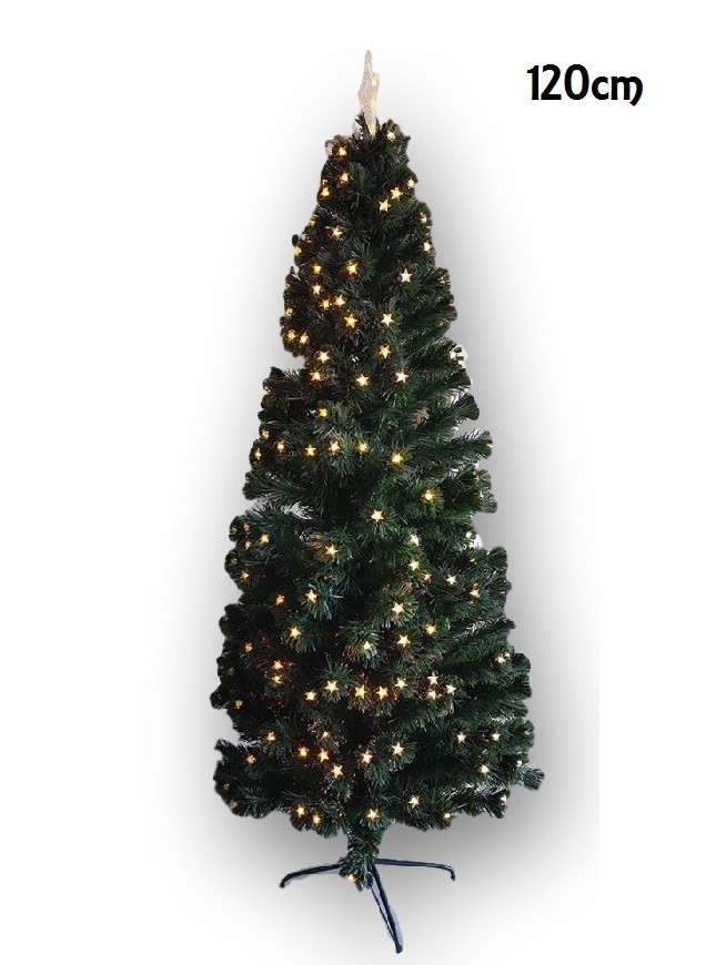 Albero Di Natale Con Luci Stelle Led Gialle Abete Artificiale 120Cm Folto dfh