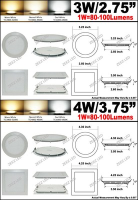 3/4W 6W 9W 12W 15W 18W 20W 25W Dimmable LED Recessed Ceiling Panel Light Fixture