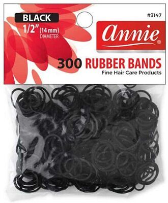 Annie 300 Rubber Bands Small One Size 1/2' Black, LOT OF 2