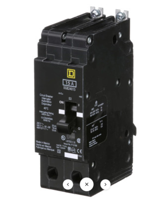 Square D EGB24015 Bolt-On 480V 15A 2 pole circuit breaker 35kA@480V- NEW IN BOX