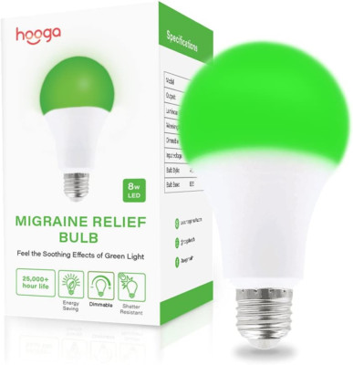 Migraine Relief Green LED Light Bulb, Light Therapy Bulb, 520Nm Narrow Band, 8W,