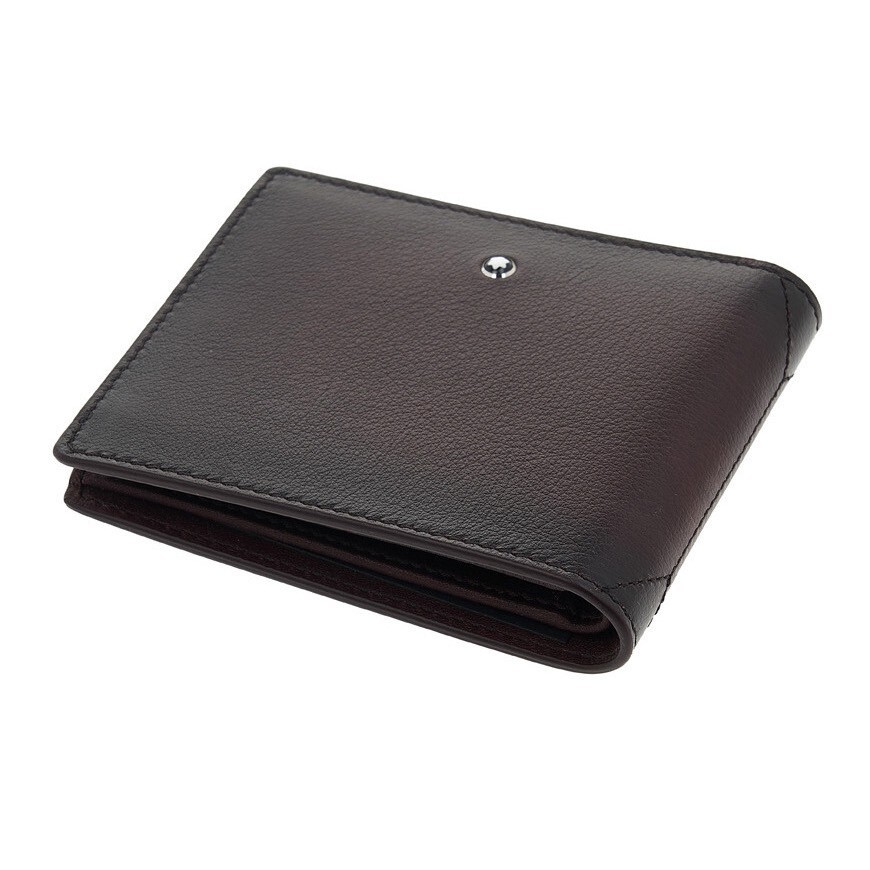 Pre-owned Montblanc Meisterstück Sfumato Genuine Leather Wallet Purse Card Holder For Men In Red