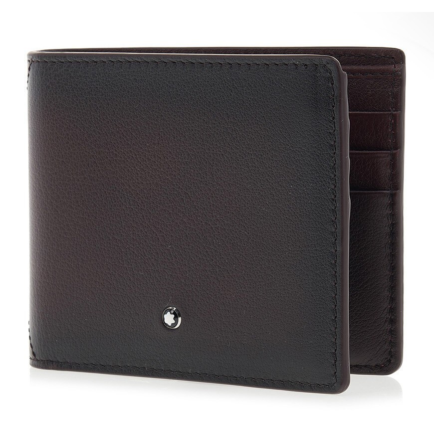 Pre-owned Montblanc Meisterstück Sfumato Genuine Leather Wallet Purse Card Holder For Men In Red