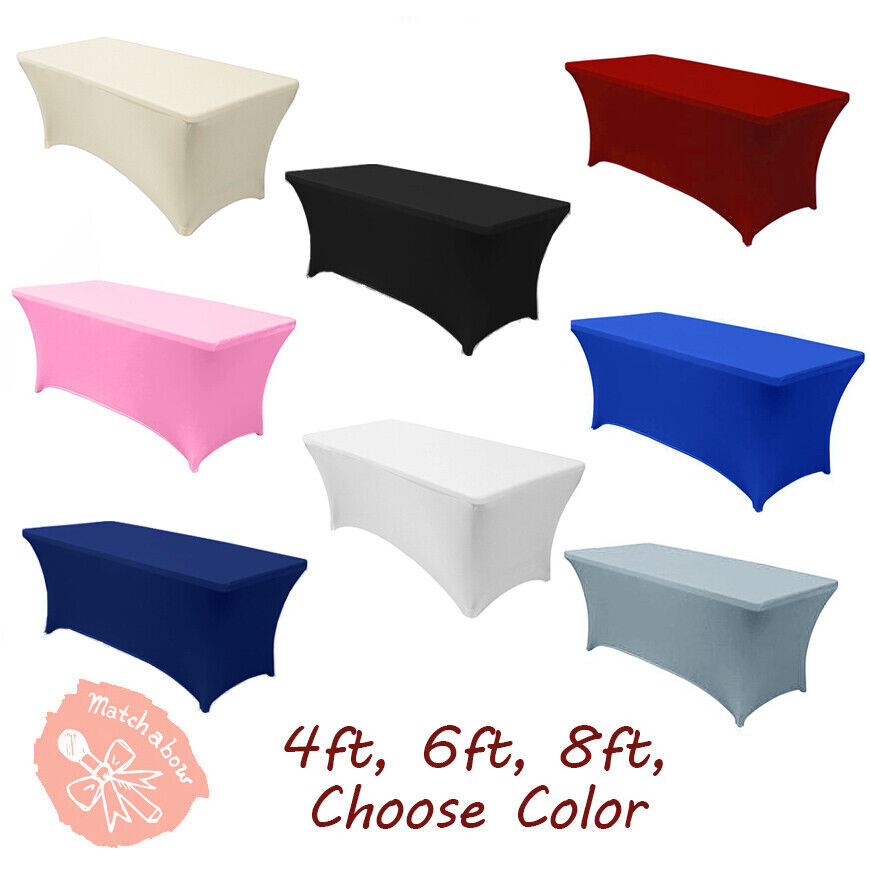 Spandex 4ft ,6ft ,8ft  Stretch Fitted Tablecloth Table Cover Wedding Event 