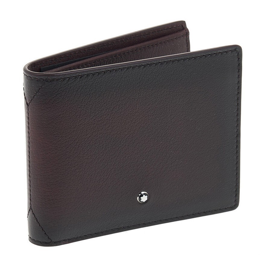 Pre-owned Montblanc Meisterstück Sfumato Genuine Leather Wallet Purse Card Holder For Men In Red
