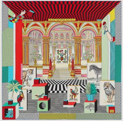 Hermes Grand Theatre Nouveau scarf 90 Silk New in Box
