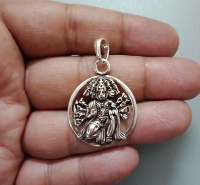 Panchmukhi Hanuman pendant in sterling silver Vanara God pendant Shiva s Avatar
