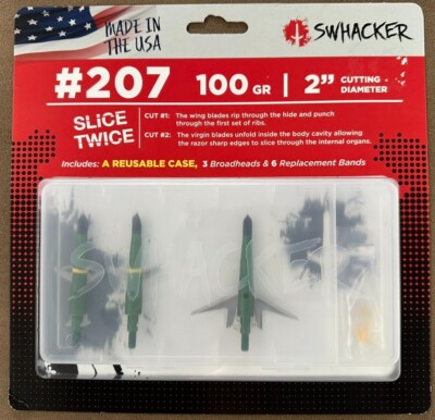 Swhacker 100 Grain 2  Cut Mechanical Broadheads 3-Pack #207 - Free Shipping