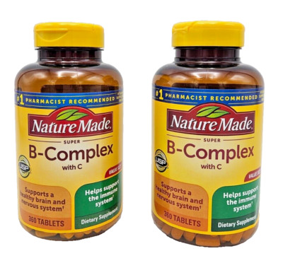 Nature Made B-Complex with C 360 Tablets Each Brain Nervous System Lot of 2 NEW