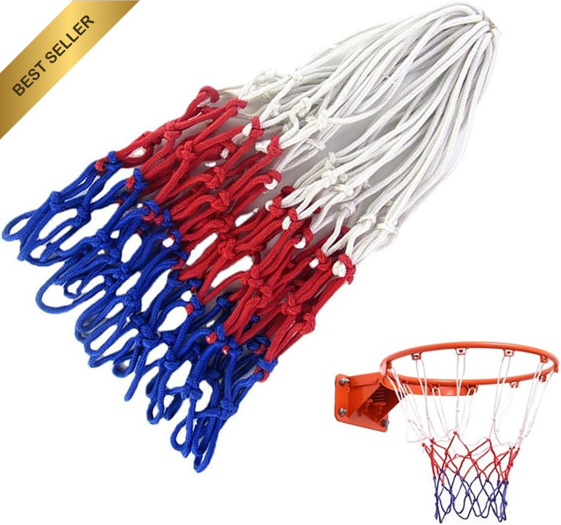 2 Pack Heavy Duty Basketball Net, Red/White/Blue Nylon, 12 Loops, Fits Standard