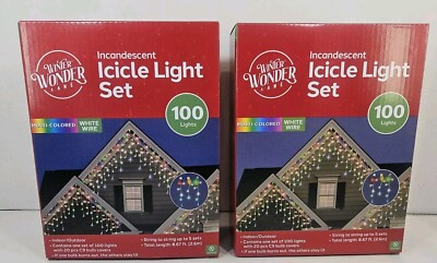 MultiColor C9 & Mini Icicle Light Set with Green Wire 200 Lights Lot of 2 Boxes