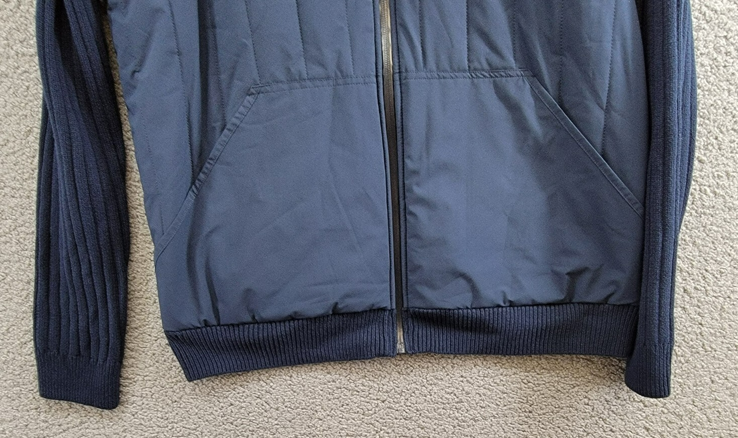 BASS OUTDOOR Mixed Media Zip-Front Hooded Sweater Jacket Men's XL Navy Blaze L/S - Picture 4 of 17