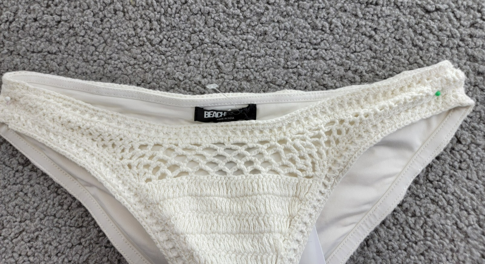 Beach Riot Kaylin Crocheted Bikini Bottoms Women's M White Elastic Waist Pull On - Picture 3 of 17