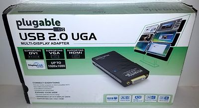 (NEW/SEALED) Plugable USB 2.0 UGA Multi-display adapter, UGA-165 DVI, VGA, HDMI 