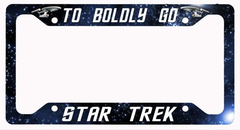 L@@K! Star Trek  - To Boldly Go - Enterprise License Plate Frame 