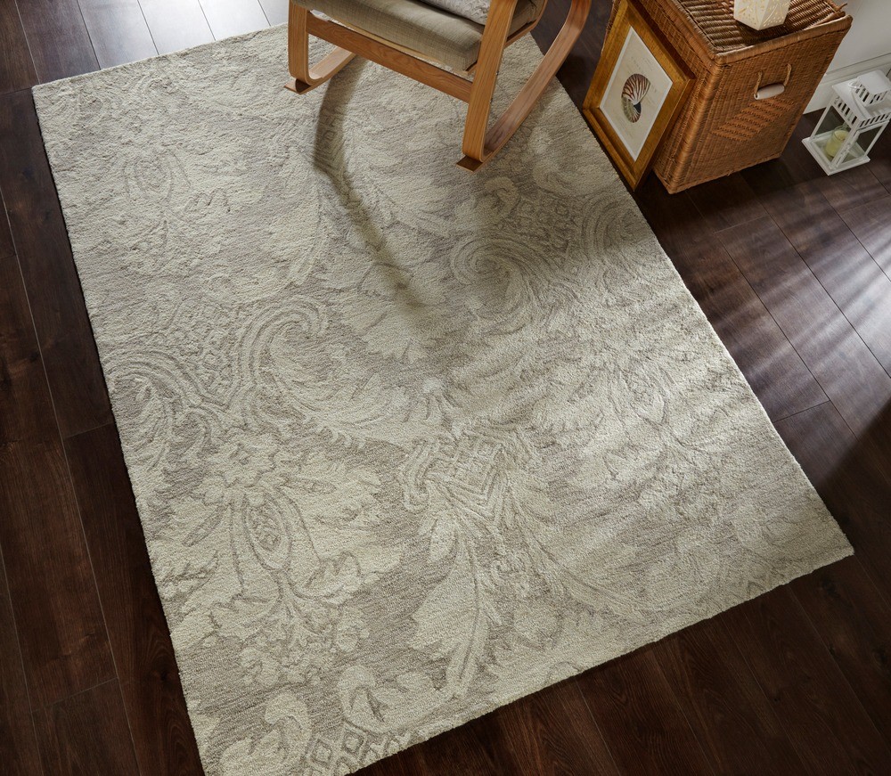 Beautiful Wool Rug from the Flair Rugs Range, Vintage Deco, Grey mix