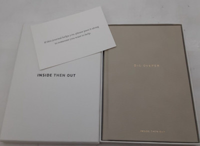 Inside Then Out ''Dig Deeper'' Journal, Oatmeal Color, in Box New