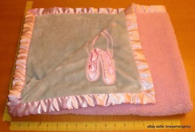 Blanket Pink Ballerina Slippers Shoes Sherpa Satin Trim Gray