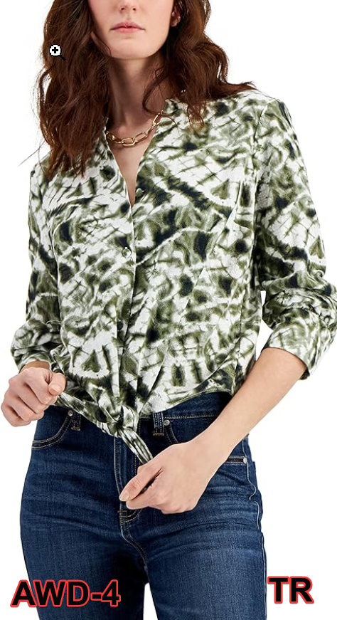 International Concepts Women's Tie-Hem Top, Size Medium, Color Lt/Pas Grn