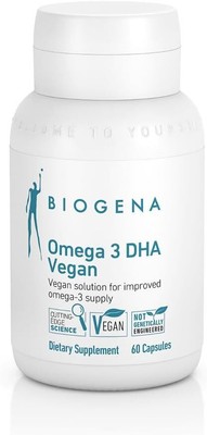 Biogena Omega 3 DHA Vegan: Plant Based Supplement from Algae Oil for Improved Om
