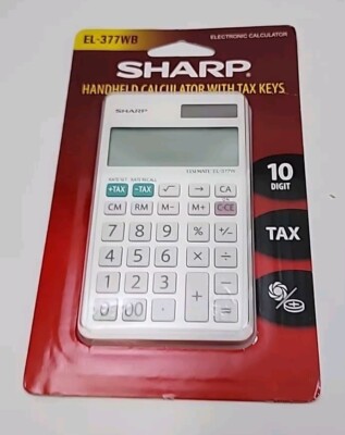 Sharp EL-377WB Business Calculator White 2.75 Handheld With Tax Keys LCD Screen
