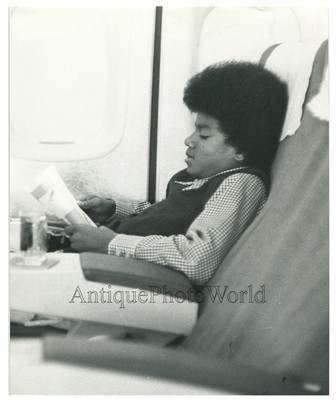 Young Michael Jackson on airplane rare vintage photo