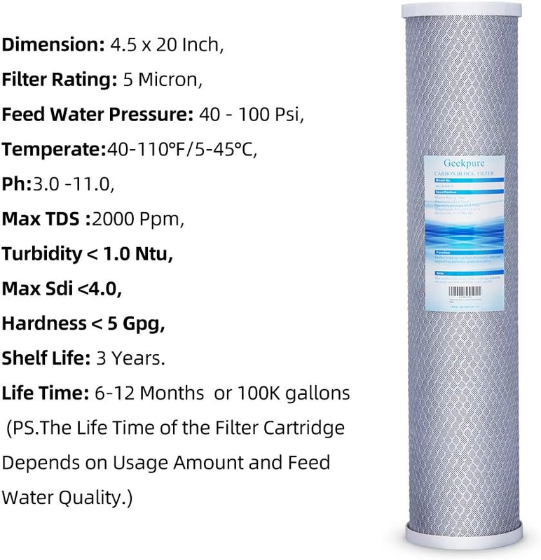 Replacement Filter 20 Inch Universal Block Carbon Filter Cartridge - Big Size 4.