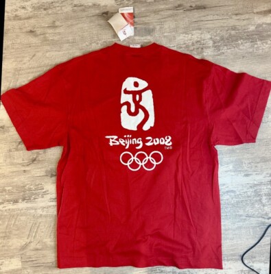 Vintage 2008 Beijing China Olympics Red T-Shirt Size 180/100a  US Large NWT Y2K