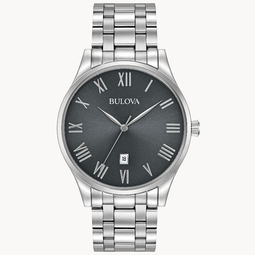 Pre-owned Bulova - Men's Classic Stainless Steel 3-hand Quartz Watch - Model: 96b261